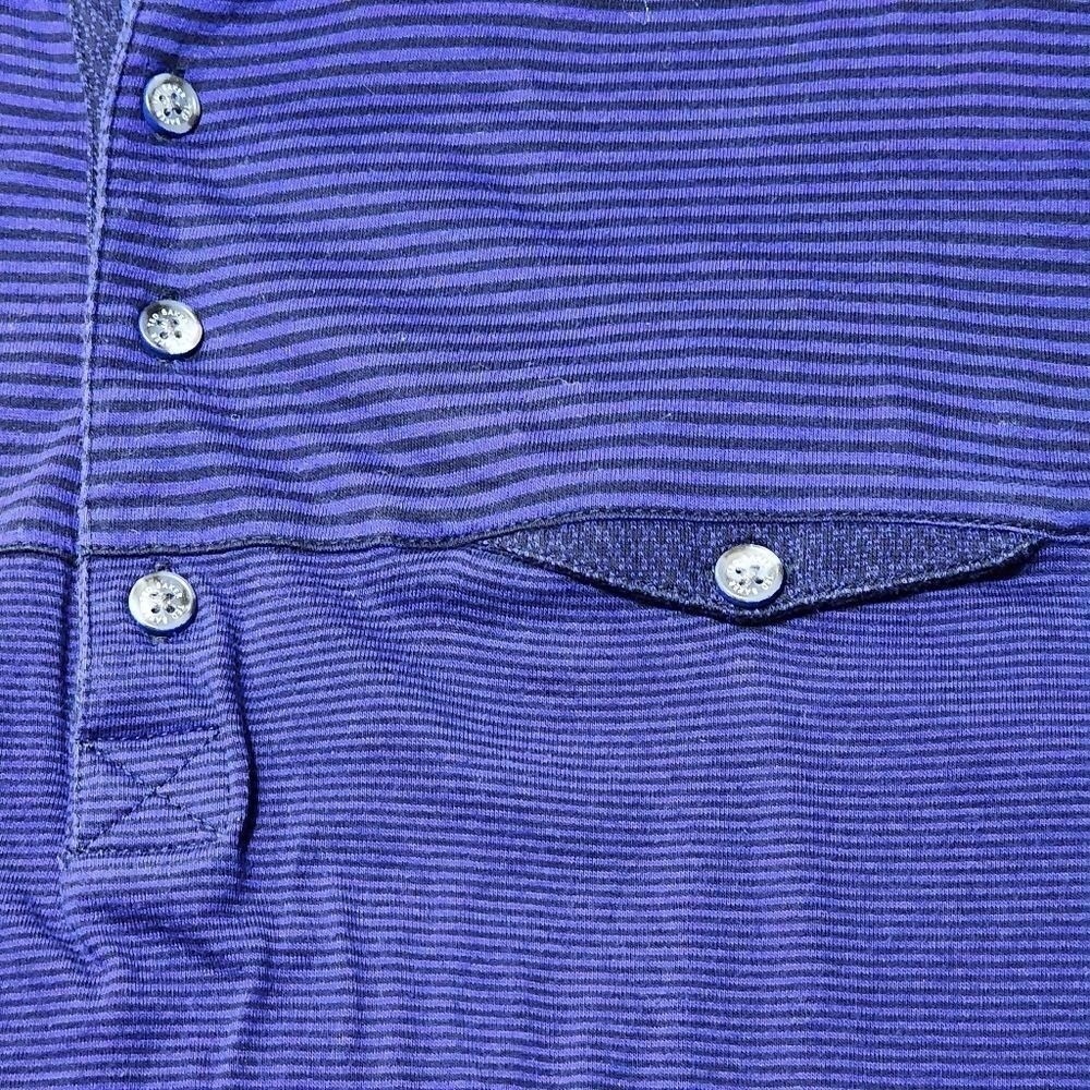 Ted Baker Men's Movin Stripe Birdseye Cotton SS Polo Shirt Indigo 6 US 2XL *READ - Picture 3 of 10